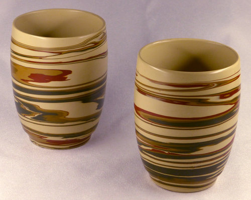 dreifarbige Teeschale einzeln 'Kushigawa
